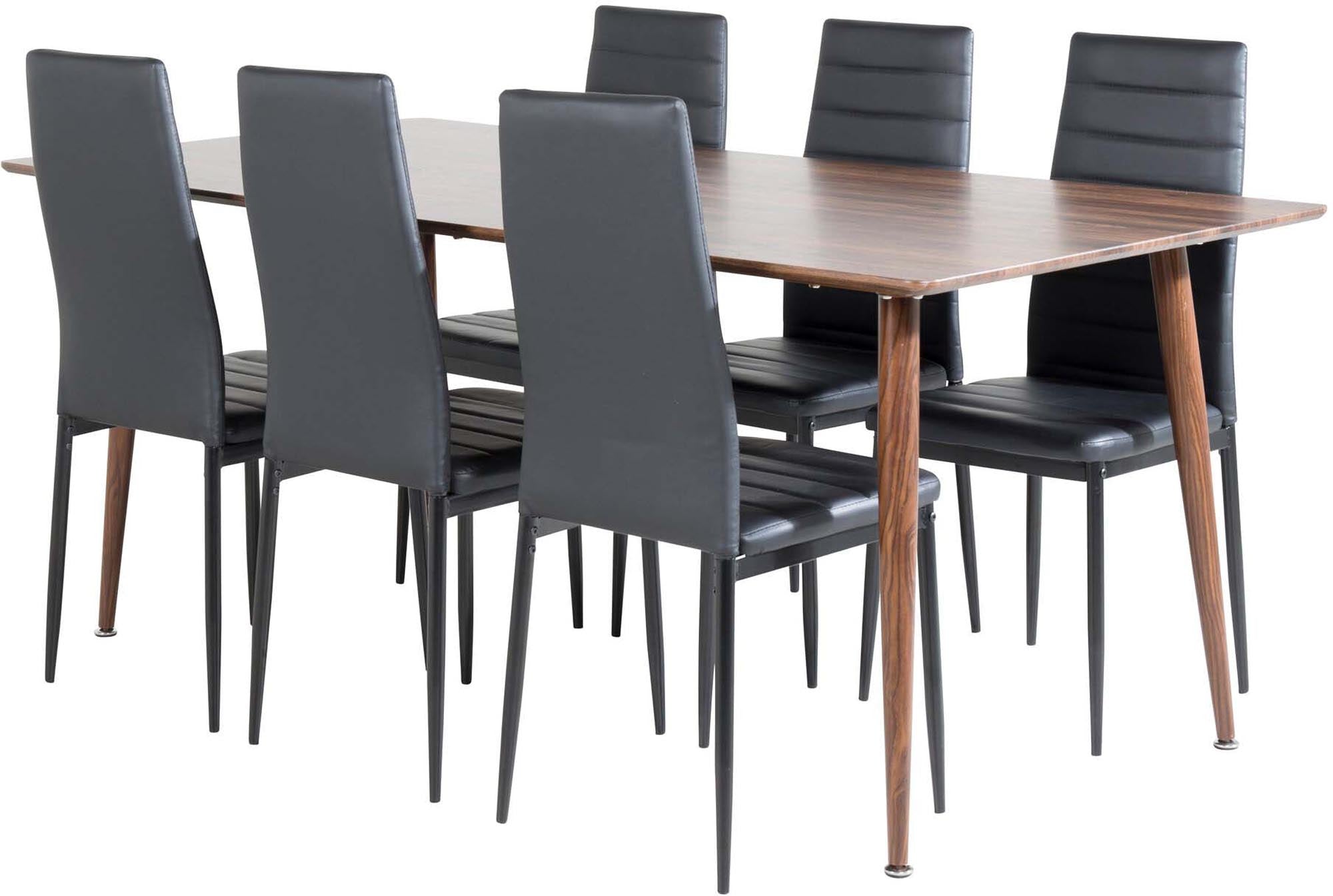 Polar Esszimmerset + Slim 180cm/6St. in Schwarz präsentiert im Onlineshop von KAQTU Design AG. Esszimmerset ist von Venture Home