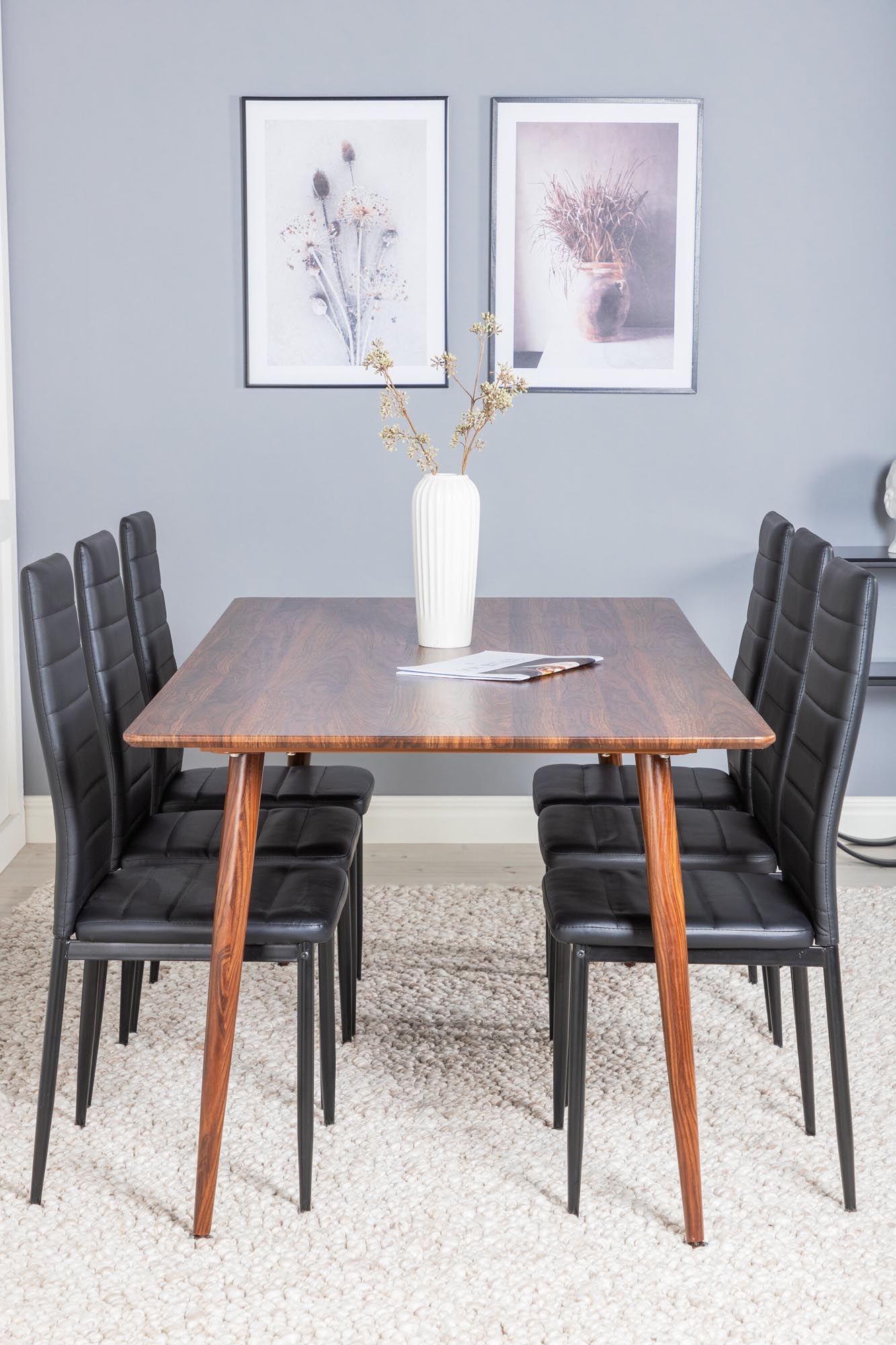 Polar Esszimmerset + Slim 180cm/6St. in Schwarz präsentiert im Onlineshop von KAQTU Design AG. Esszimmerset ist von Venture Home