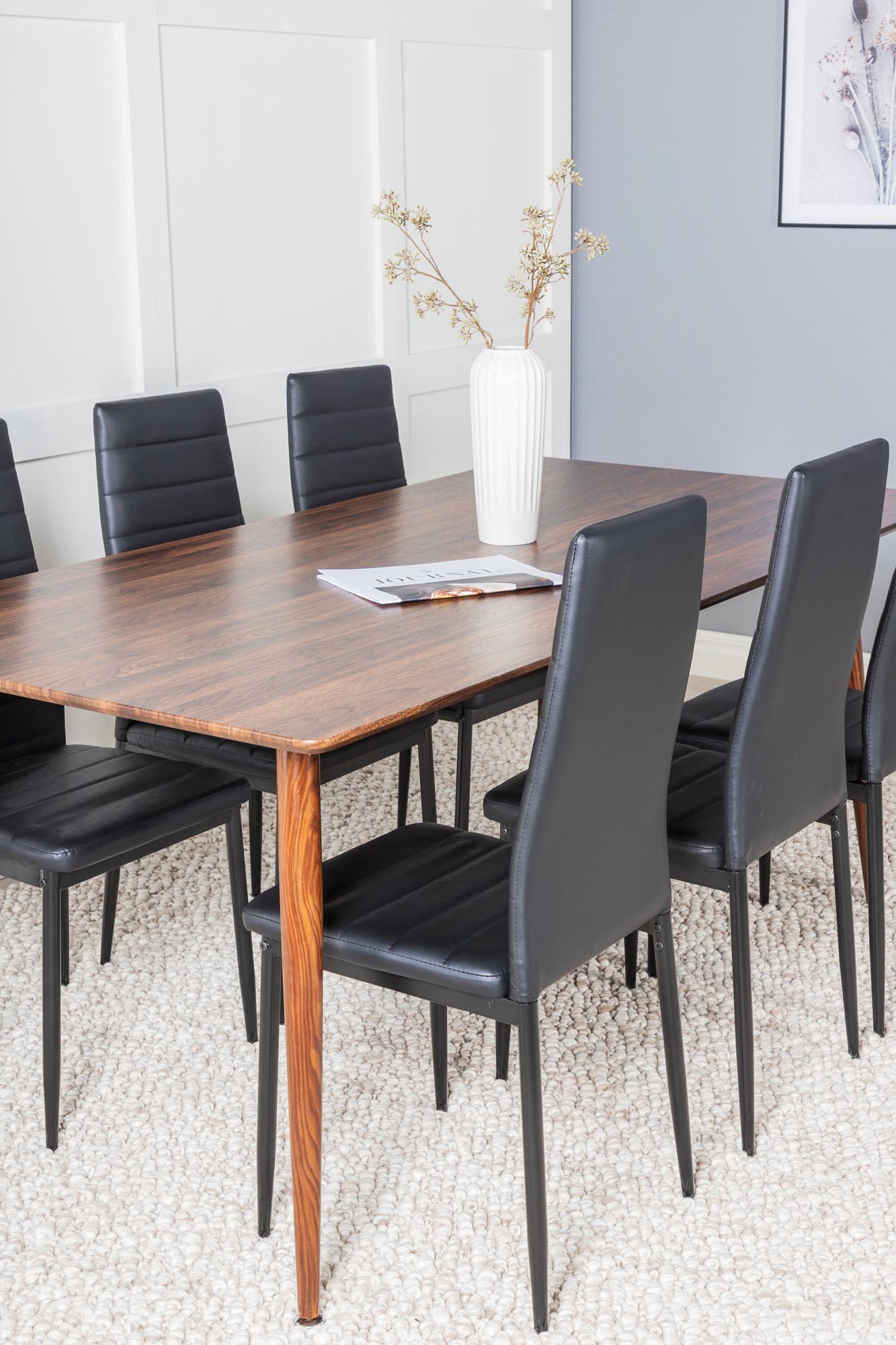 Polar Esszimmerset + Slim 180cm/6St. in Schwarz präsentiert im Onlineshop von KAQTU Design AG. Esszimmerset ist von Venture Home