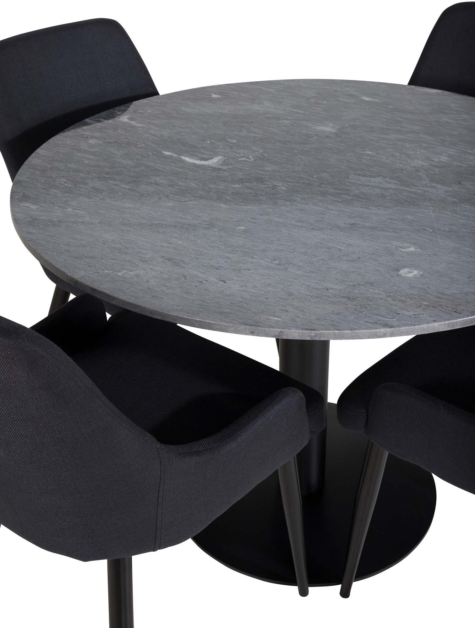 Estelle Esszimmerset + Plaza ⌀106cm/4St. in Schwarz präsentiert im Onlineshop von KAQTU Design AG. Esszimmerset ist von Venture Home