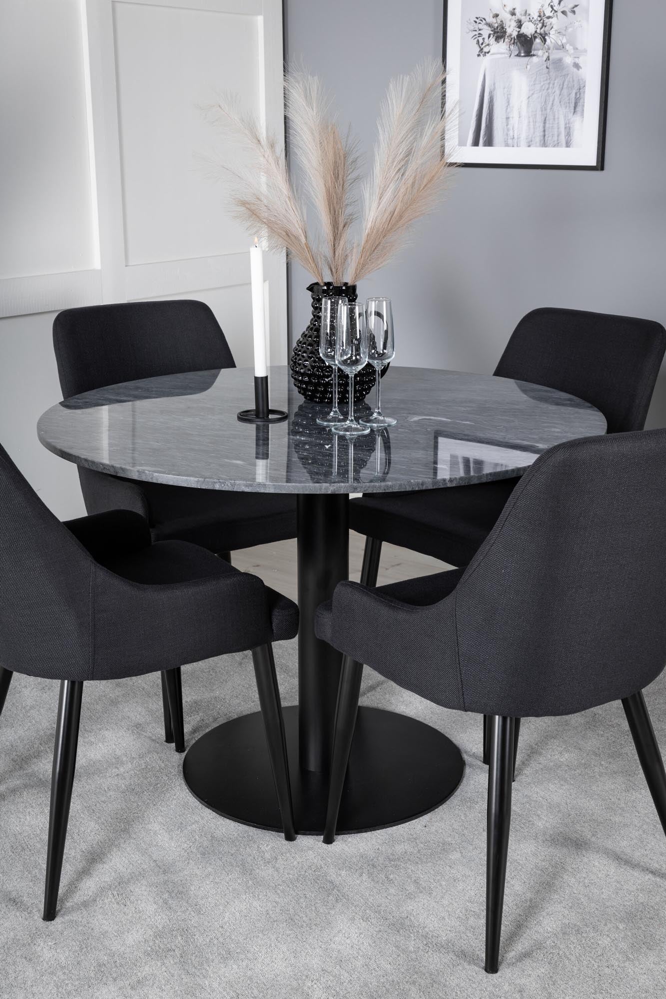Estelle Esszimmerset + Plaza ⌀106cm/4St. in Schwarz präsentiert im Onlineshop von KAQTU Design AG. Esszimmerset ist von Venture Home
