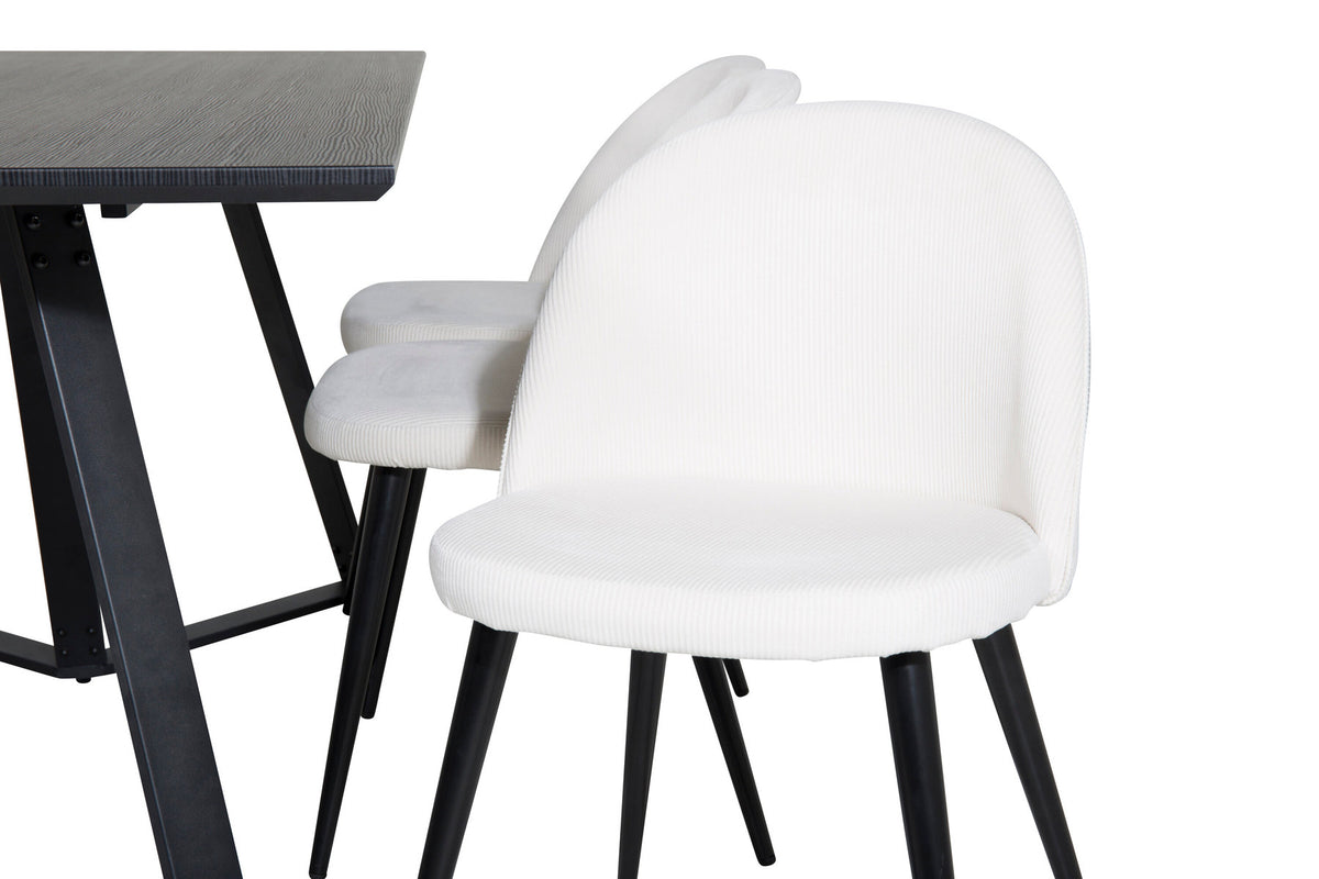 Marina Esszimmerset Velvet 180cm/6St. in Schwarz-Weiss präsentiert im Onlineshop von KAQTU Design AG. Esszimmerset ist von Venture Home