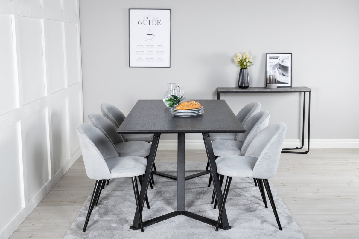 Marina Esszimmerset Velvet 180cm/6St. in Schwarz präsentiert im Onlineshop von KAQTU Design AG. Esszimmerset ist von Venture Home