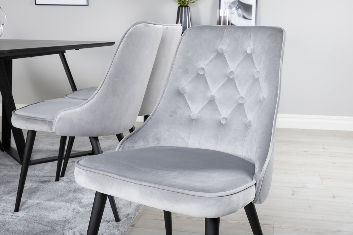 Marina Esszimmerset Velvet 180cm/6St. in Schwarz / Hellgrau präsentiert im Onlineshop von KAQTU Design AG. Esszimmerset ist von Venture Home
