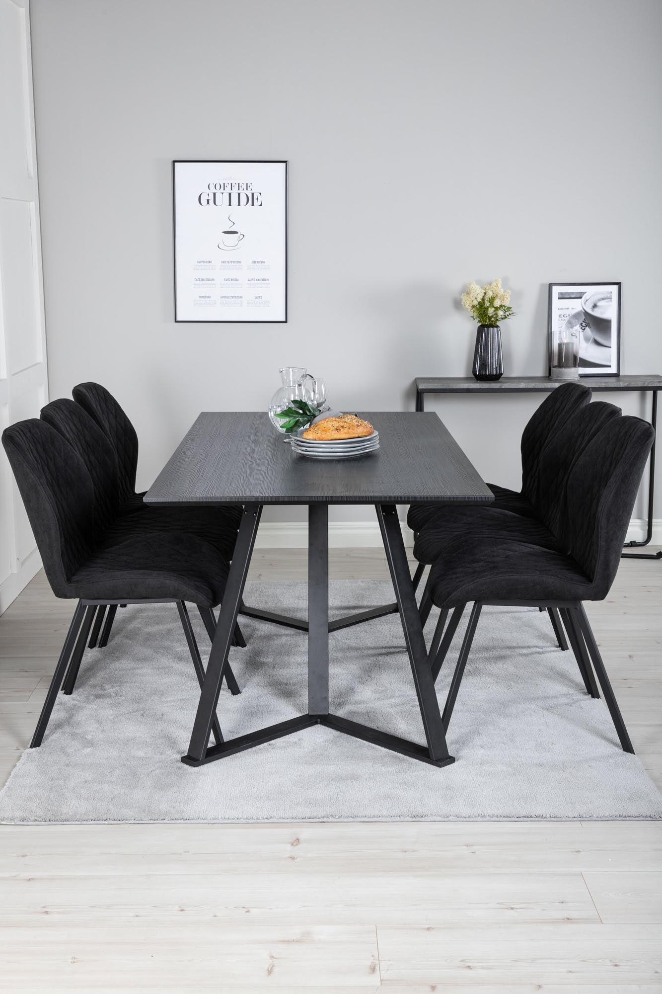 Marina Esszimmerset Gemma 180cm/6St. in Schwarz präsentiert im Onlineshop von KAQTU Design AG. Esszimmerset ist von Venture Home