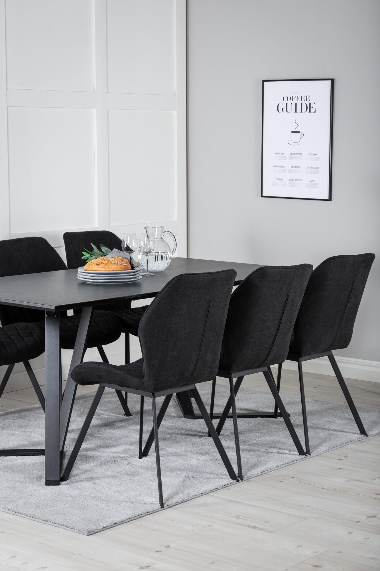 Marina Esszimmerset Gemma 180cm/6St. in Schwarz präsentiert im Onlineshop von KAQTU Design AG. Esszimmerset ist von Venture Home