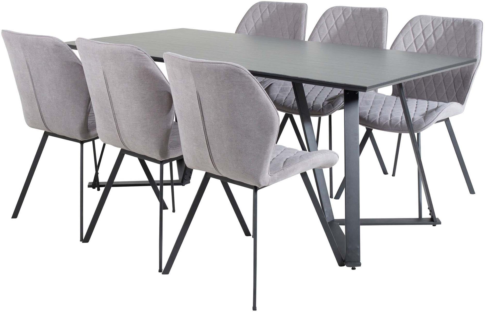 Marina Esszimmerset Gemma 180cm/6St. in Schwarz / Grau präsentiert im Onlineshop von KAQTU Design AG. Esszimmerset ist von Venture Home