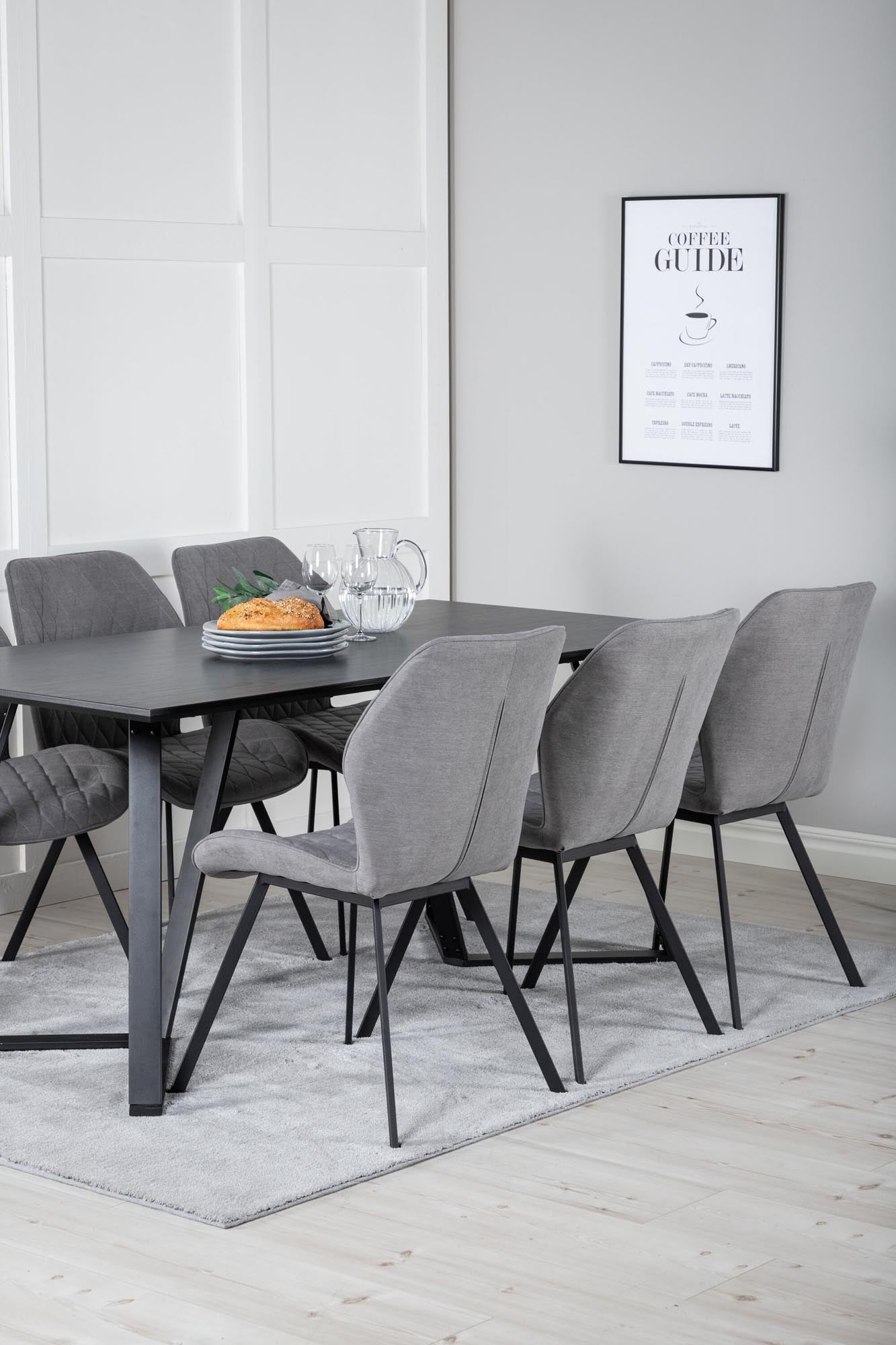 Marina Esszimmerset Gemma 180cm/6St. in Schwarz / Grau präsentiert im Onlineshop von KAQTU Design AG. Esszimmerset ist von Venture Home