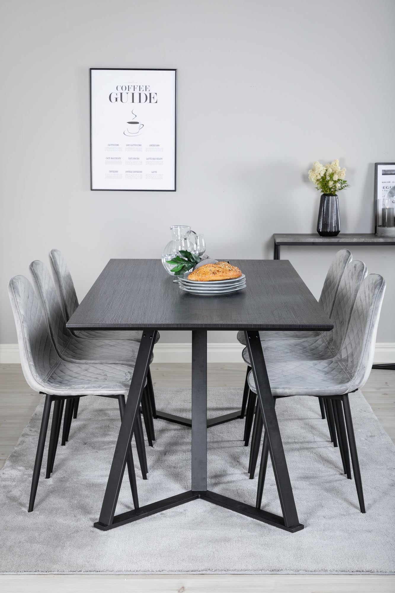 Elegantes Marina Esszimmerset: 180cm Tisch & 6 Stühle, modernes Design, perfekt für stilvolle Esszimmer.