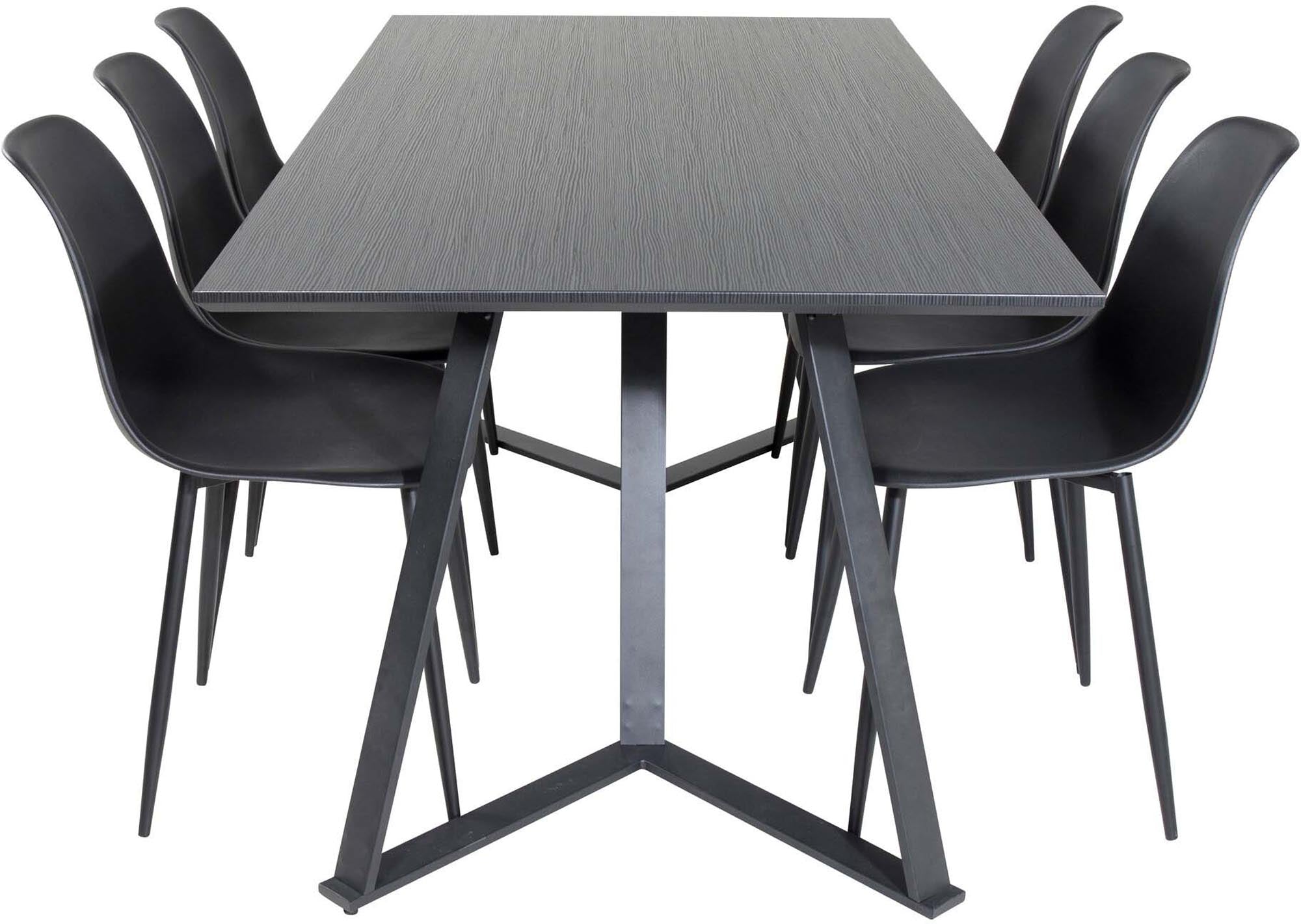 Elegantes Esszimmerset mit 180 cm Tisch und 6 luxuriösen Samtstühlen, ideal für gesellige Abende und stilvolle Einrichtung.