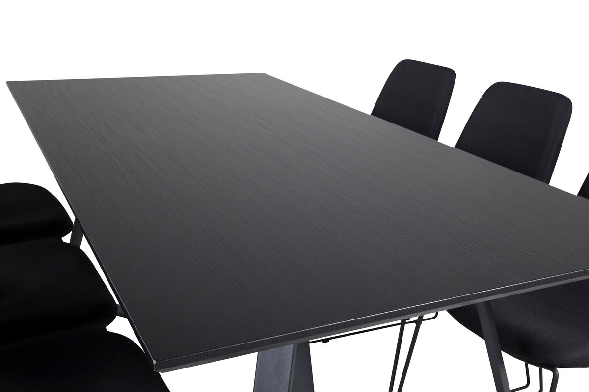 Marina Esszimmerset Muce 180cm/6St. in Schwarz präsentiert im Onlineshop von KAQTU Design AG. Esszimmerset ist von Venture Home