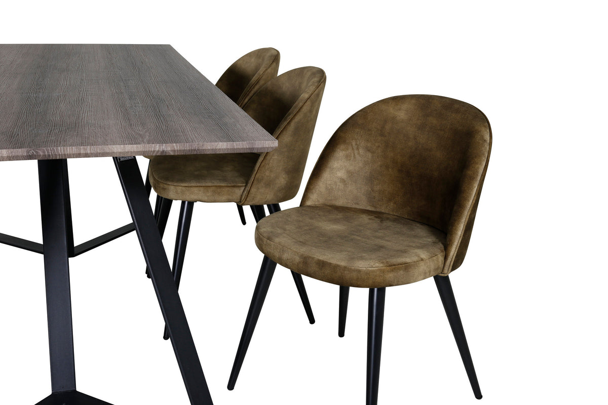 Marina Esszimmerset Velvet 180cm/6St. in Braun / Schwarz / Grün präsentiert im Onlineshop von KAQTU Design AG. Esszimmerset ist von Venture Home