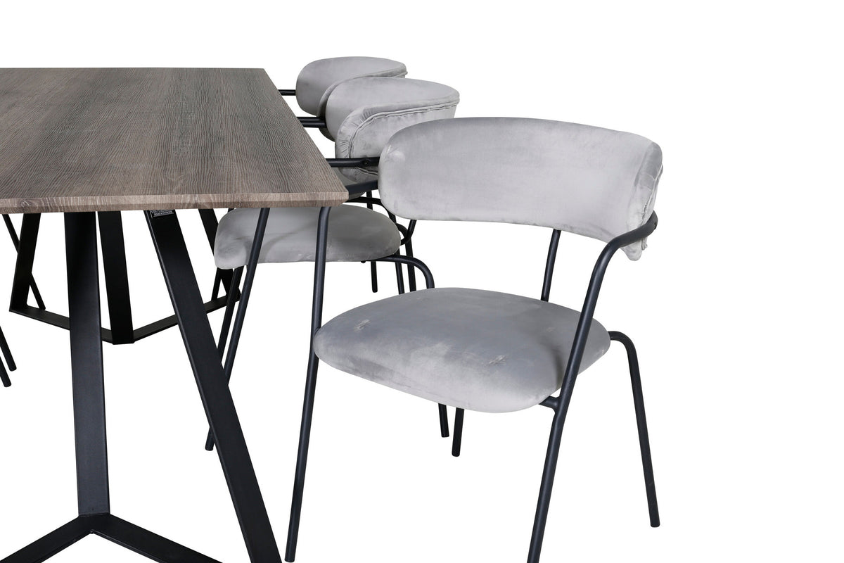 Marina Esszimmerset Arrow 180cm/6St. in Schwarzgrau präsentiert im Onlineshop von KAQTU Design AG. Esszimmerset ist von Venture Home