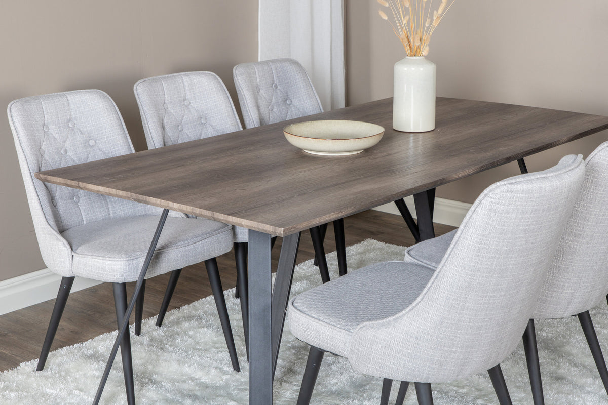 Marina Esszimmerset Velvet 180cm/6St. in Braun / Schwarz / Grau präsentiert im Onlineshop von KAQTU Design AG. Esszimmerset ist von Venture Home