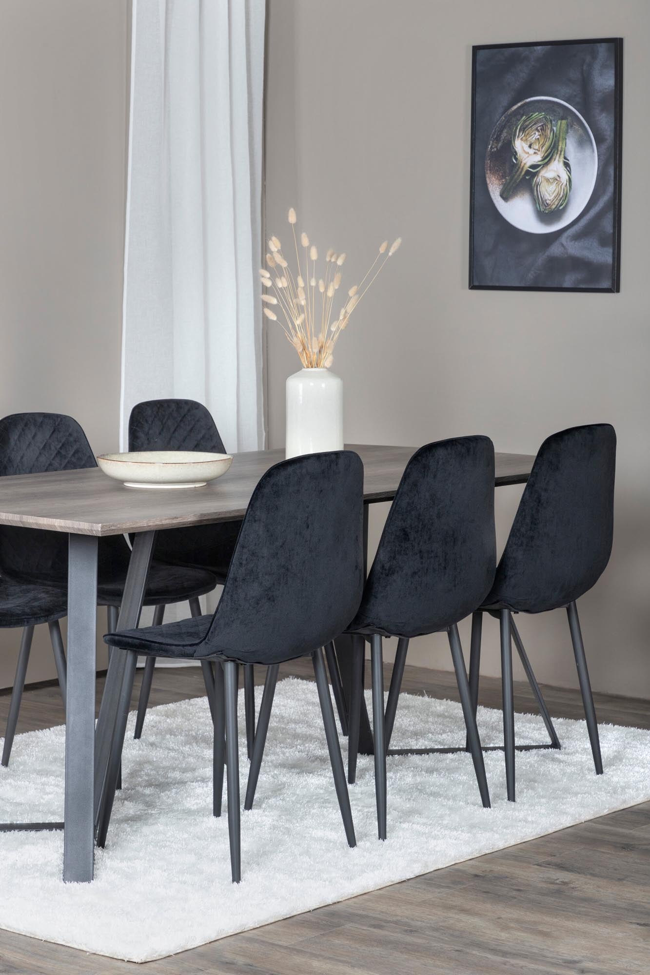 Elegantes Esszimmerset Marina Polar Diamond, 180cm Tisch mit 6 Stühlen, stilvoll und modern von Venture Home.