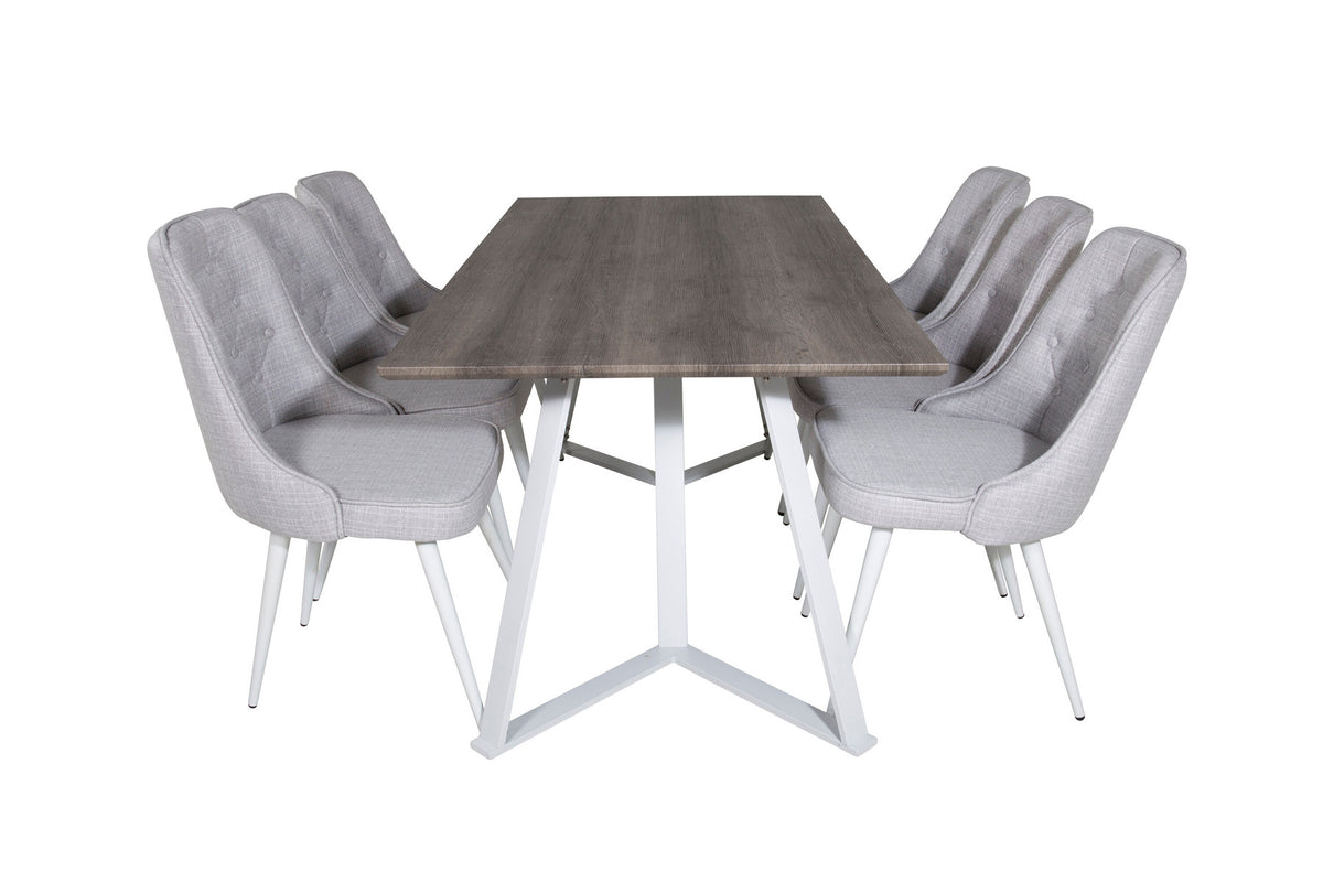 Marina Esszimmerset Velvet 180cm/6St. in Weiss präsentiert im Onlineshop von KAQTU Design AG. Esszimmerset ist von Venture Home