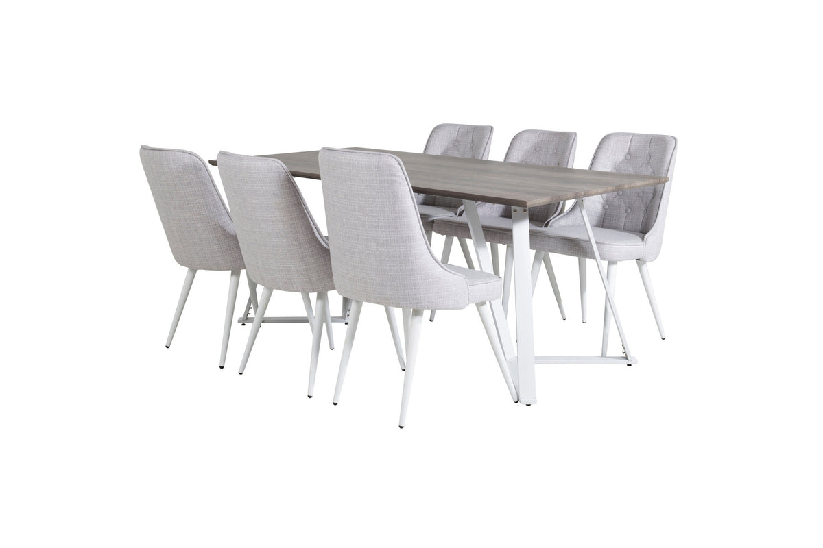 Marina Esszimmerset Velvet 180cm/6St. in Weiss präsentiert im Onlineshop von KAQTU Design AG. Esszimmerset ist von Venture Home