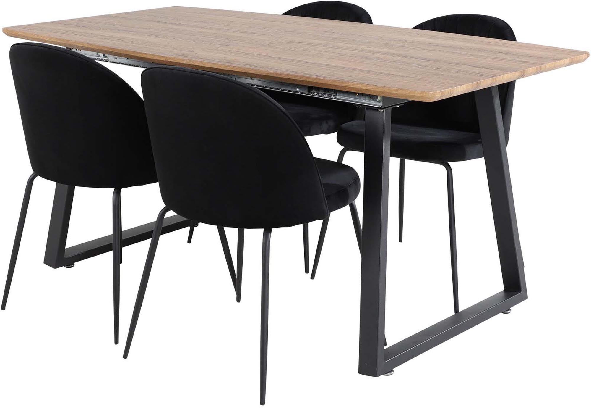Inca Esszimmerset ausziehbar (Wrinkles) 160cm/4St. in Schwarz präsentiert im Onlineshop von KAQTU Design AG. Esszimmerset ist von Venture Home