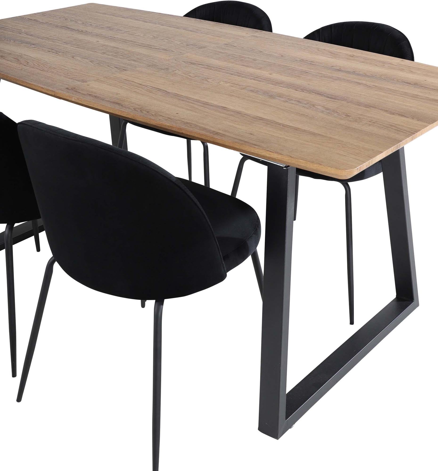Inca Esszimmerset ausziehbar (Wrinkles) 160cm/4St. in Schwarz präsentiert im Onlineshop von KAQTU Design AG. Esszimmerset ist von Venture Home