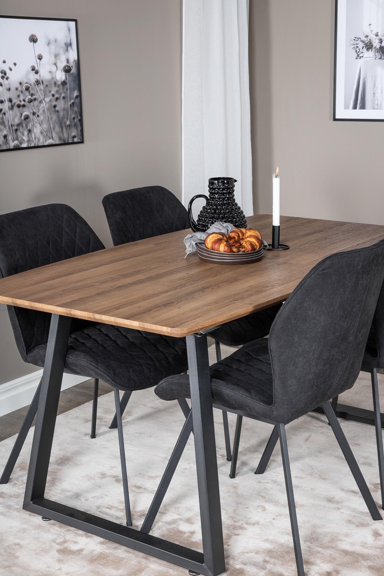 Inca Esszimmerset ausziehbar (Gemma) 160cm/4St. in Schwarz präsentiert im Onlineshop von KAQTU Design AG. Esszimmerset ist von Venture Home