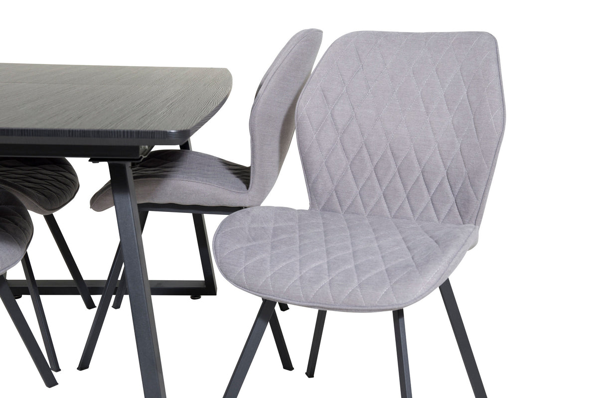 Inca Esszimmerset ausziehbar (Gemma) 160cm/4St. in Schwarz / Grau präsentiert im Onlineshop von KAQTU Design AG. Esszimmerset ist von Venture Home