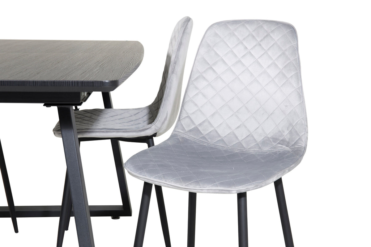 Inca Esszimmerset ausziehbar (Polar) 160cm/4St. in Schwarz / Hellgrau präsentiert im Onlineshop von KAQTU Design AG. Esszimmerset ist von Venture Home