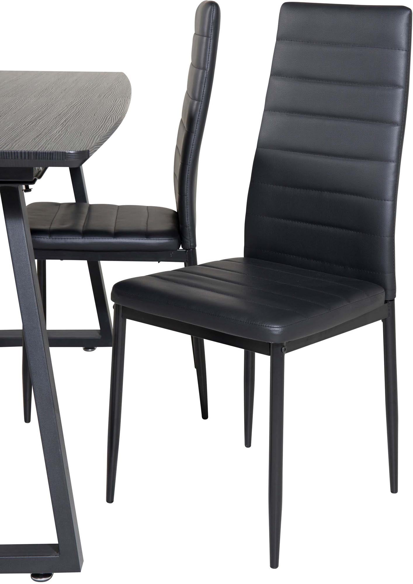 Inca Esszimmerset ausziehbar (Slim) 160cm/4St. in Schwarz präsentiert im Onlineshop von KAQTU Design AG. Esszimmerset ist von Venture Home