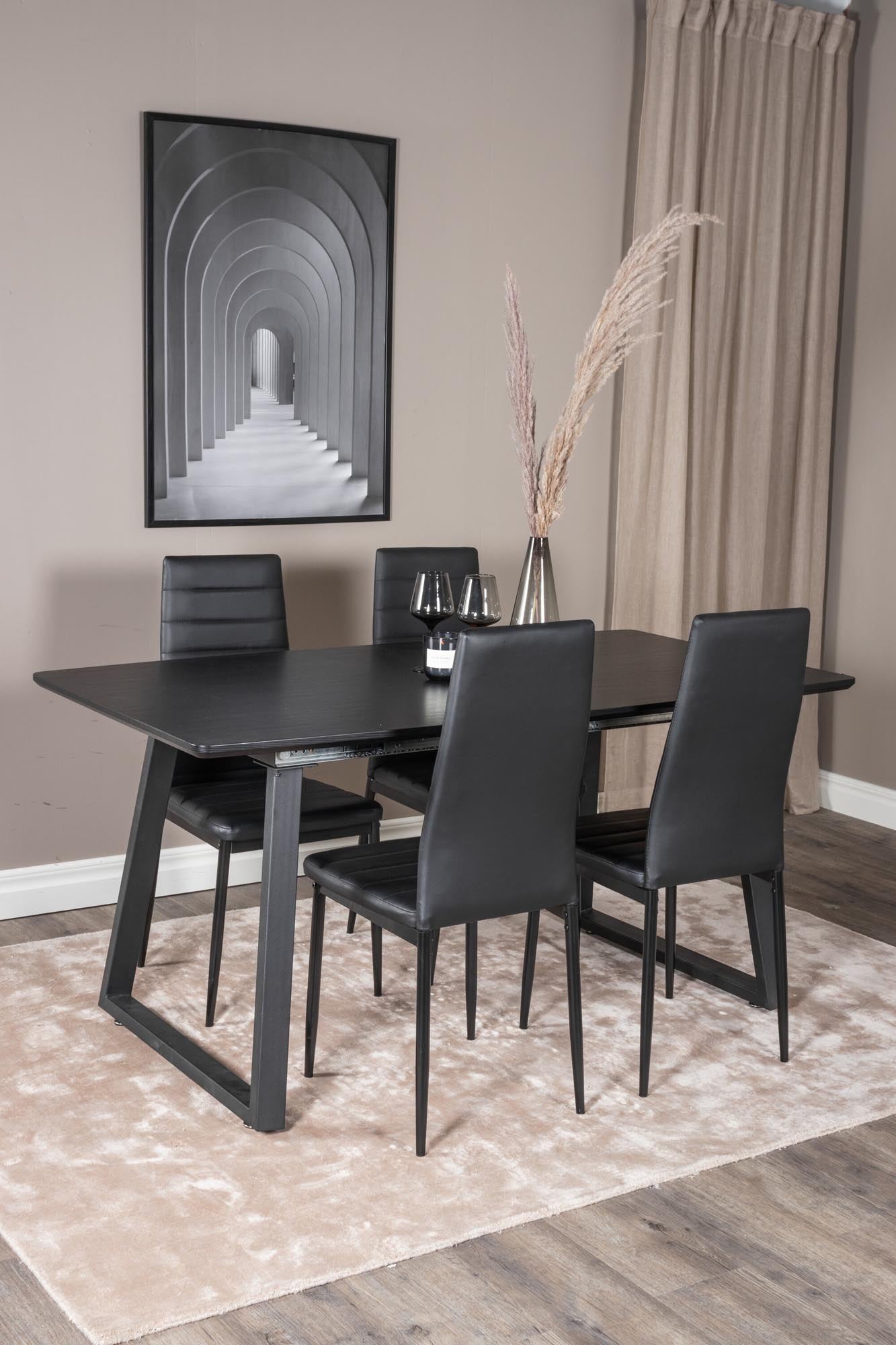 Inca Esszimmerset ausziehbar (Slim) 160cm/4St. in Schwarz präsentiert im Onlineshop von KAQTU Design AG. Esszimmerset ist von Venture Home