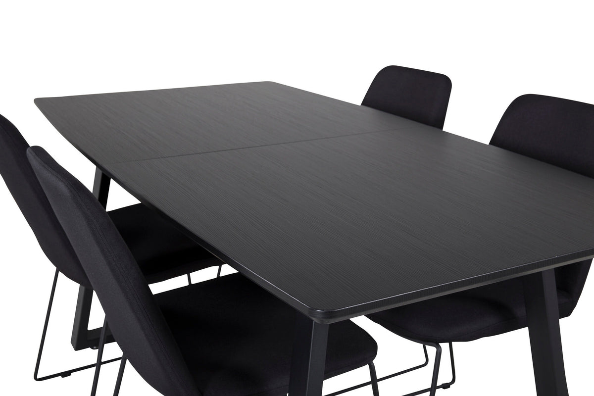 Inca Esszimmerset ausziehbar (Muce) 160cm/4St. in Schwarz präsentiert im Onlineshop von KAQTU Design AG. Esszimmerset ist von Venture Home