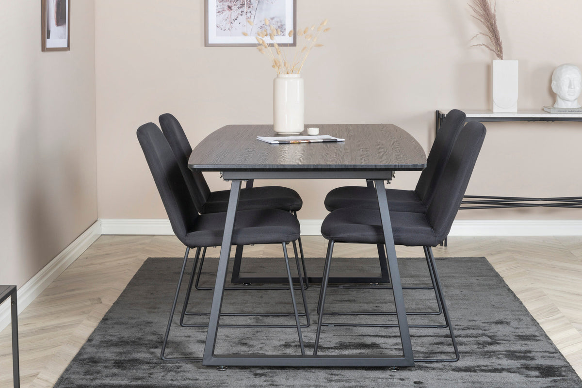 Inca Esszimmerset ausziehbar (Muce) 160cm/4St. in Schwarz präsentiert im Onlineshop von KAQTU Design AG. Esszimmerset ist von Venture Home