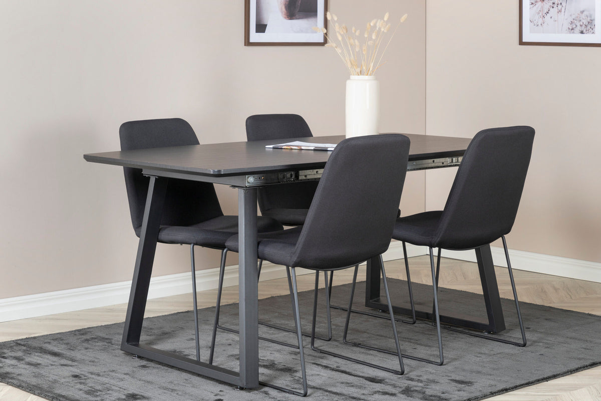 Inca Esszimmerset ausziehbar (Muce) 160cm/4St. in Schwarz präsentiert im Onlineshop von KAQTU Design AG. Esszimmerset ist von Venture Home