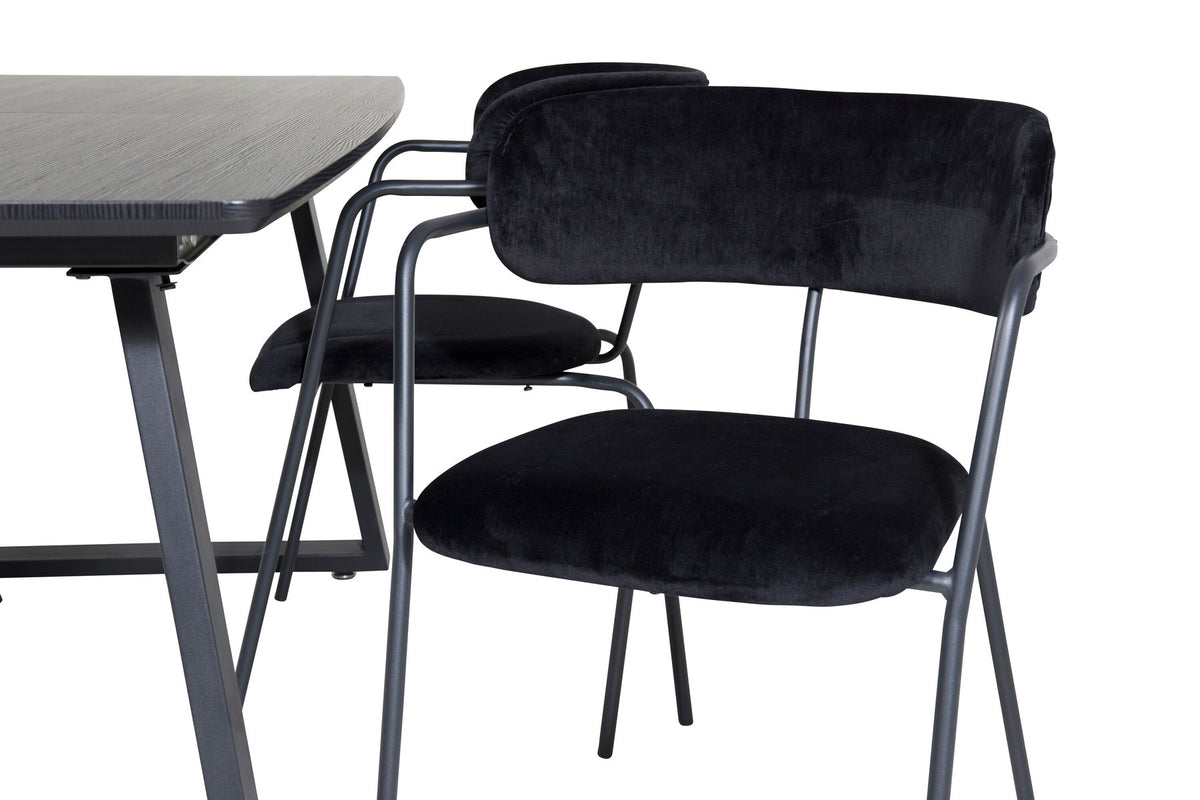 Inca Esszimmerset ausziehbar (Arrow) 160cm/4St. in Schwarz präsentiert im Onlineshop von KAQTU Design AG. Esszimmerset ist von Venture Home