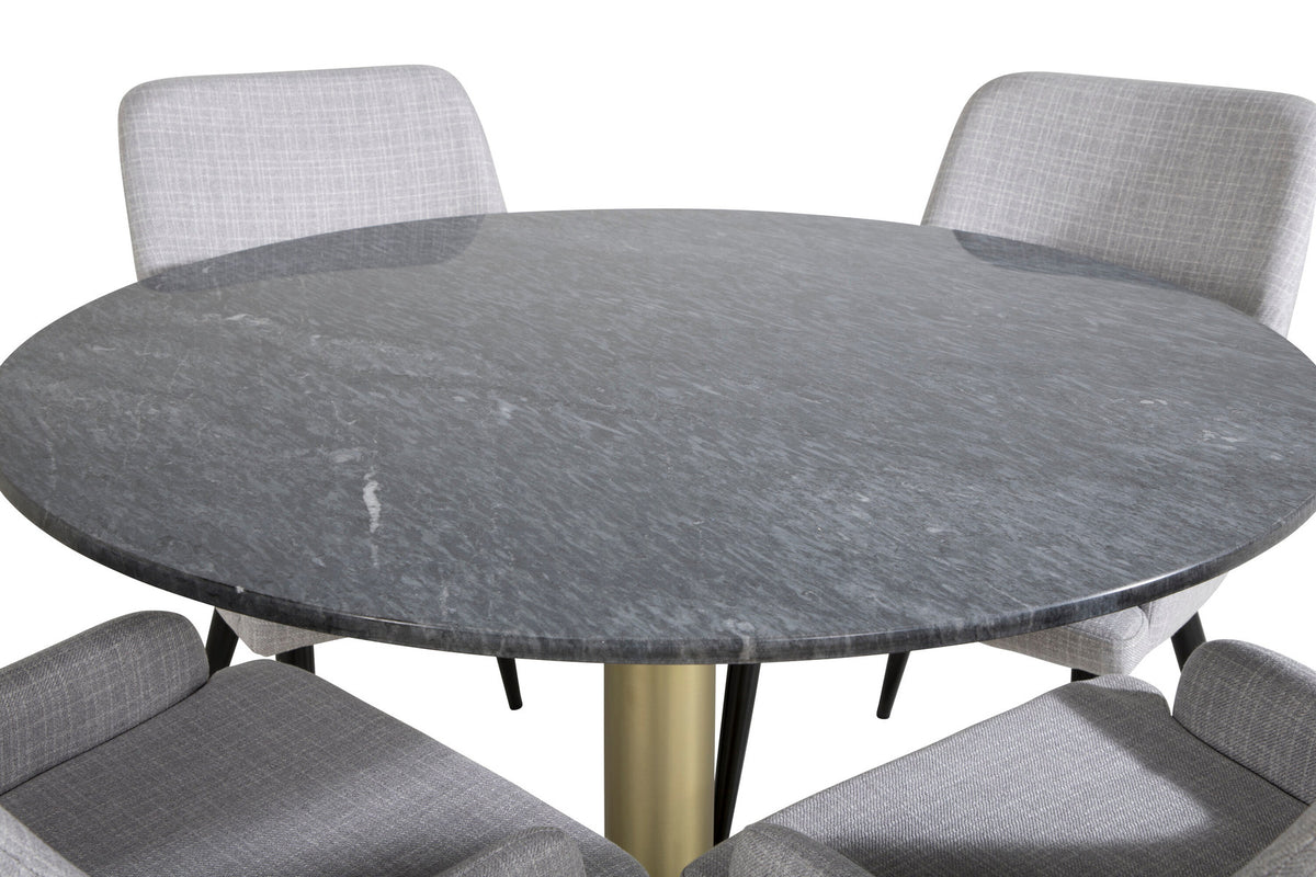 Estelle Esszimmerset + Plaza ⌀106cm/4St. in Weiss / Schwarz / Gold präsentiert im Onlineshop von KAQTU Design AG. Esszimmerset ist von Venture Home