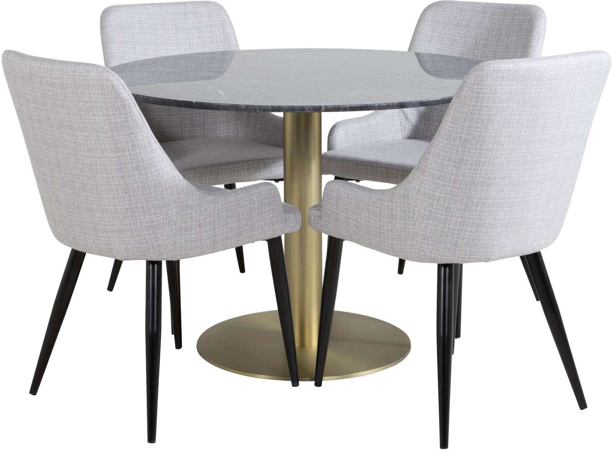 Estelle Esszimmerset + Plaza ⌀106cm/4St. in Weiss / Schwarz / Gold präsentiert im Onlineshop von KAQTU Design AG. Esszimmerset ist von Venture Home