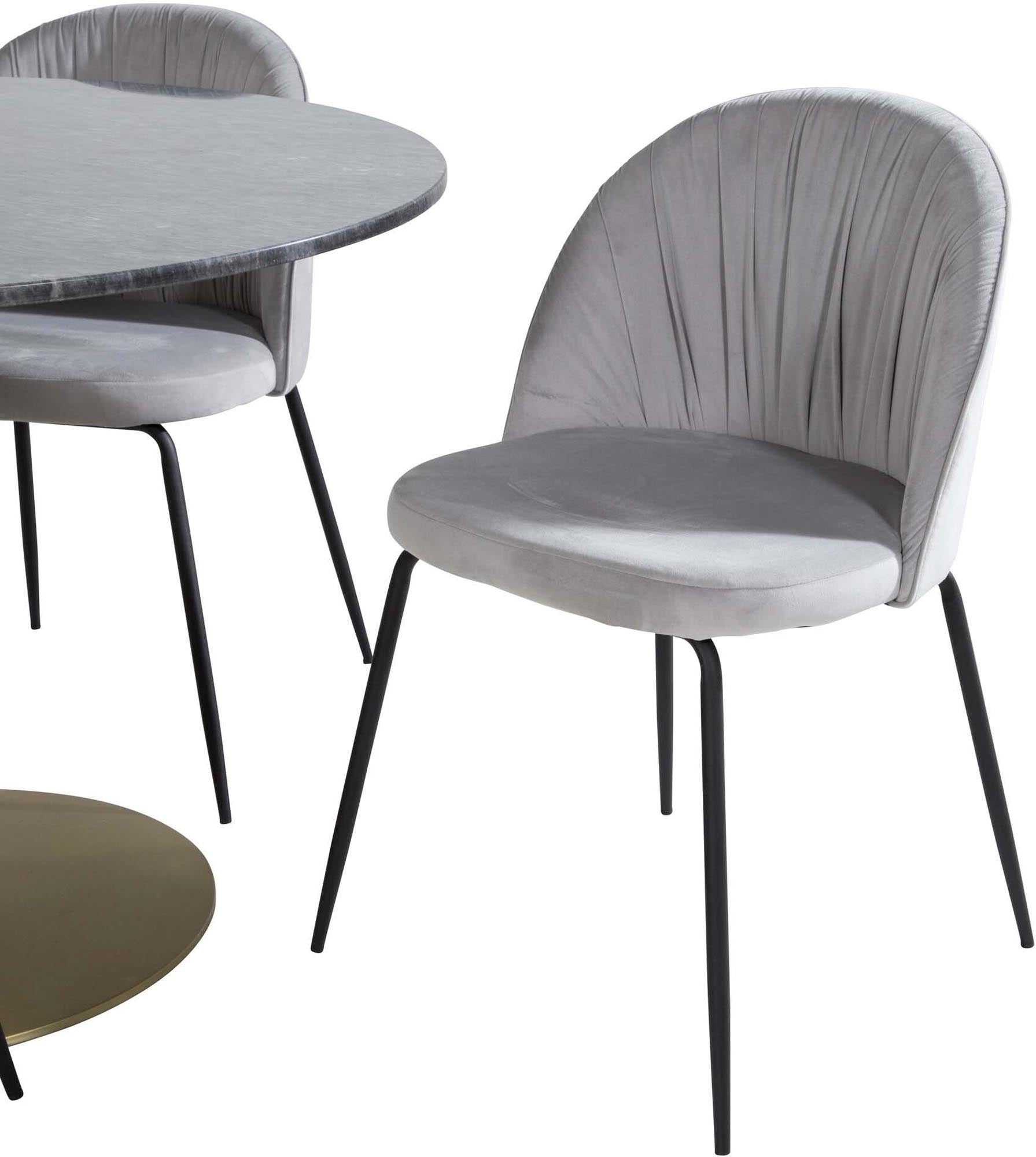 Estelle Esszimmerset + Wrinkles ⌀106cm/4St. in Schwarzgrau präsentiert im Onlineshop von KAQTU Design AG. Esszimmerset ist von Venture Home
