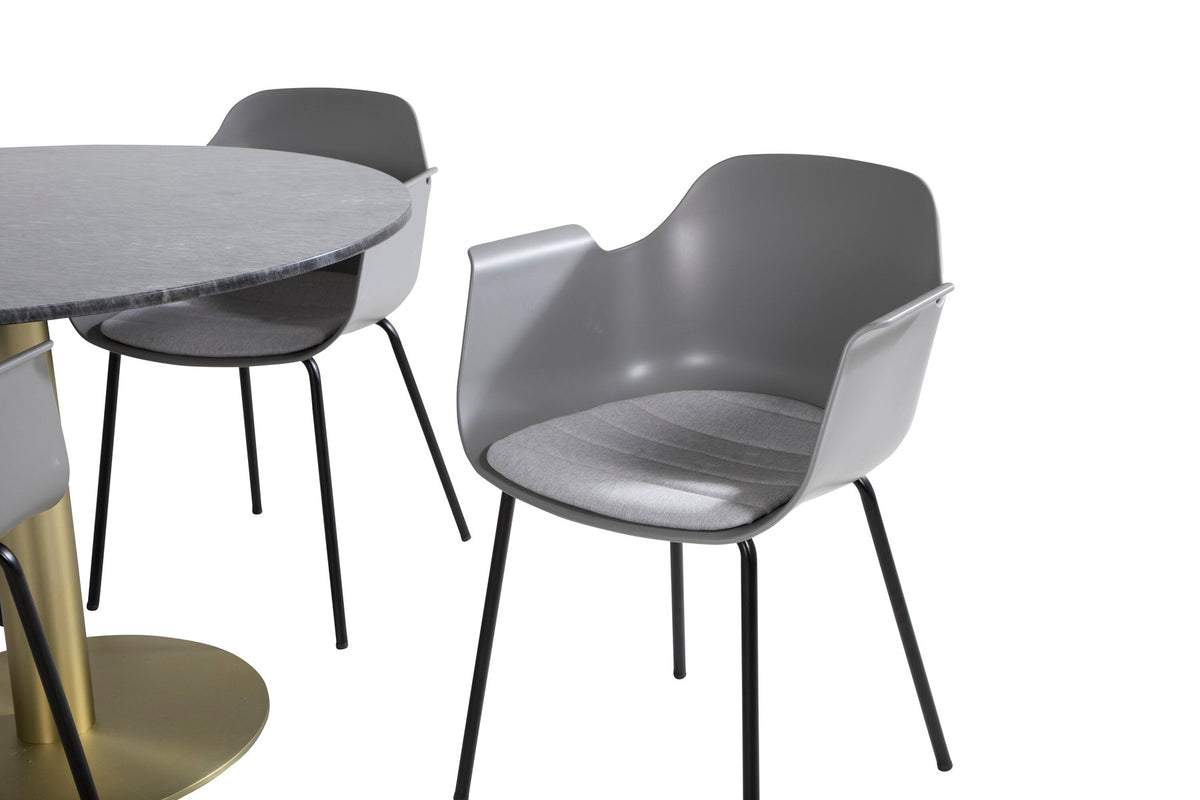 Estelle Esszimmerset + Comfort ⌀106cm/4St. in Schwarz / Grau / Gold präsentiert im Onlineshop von KAQTU Design AG. Esszimmerset ist von Venture Home