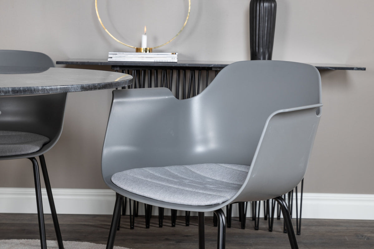 Estelle Esszimmerset + Comfort ⌀106cm/4St. in Schwarz / Grau / Gold präsentiert im Onlineshop von KAQTU Design AG. Esszimmerset ist von Venture Home