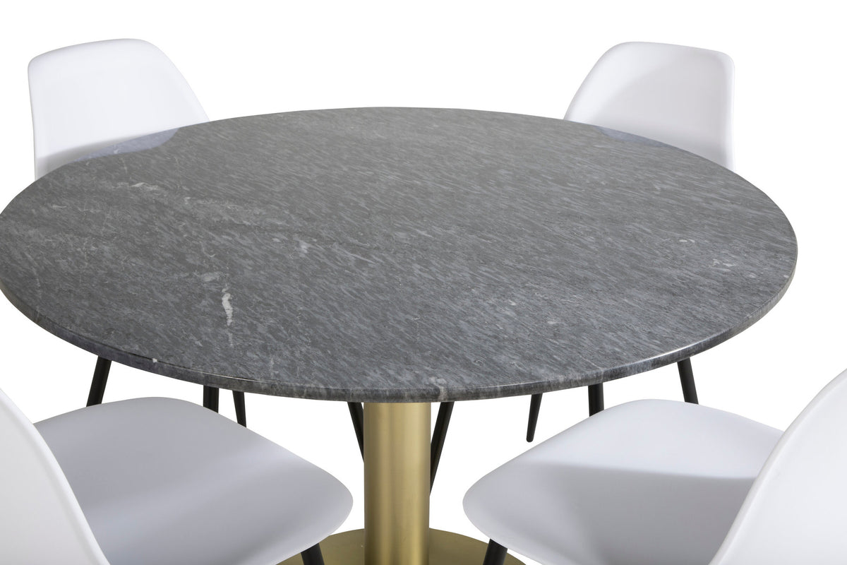 Estelle Esszimmerset + Polar ⌀106cm/4St. in Schwarz-Weiss präsentiert im Onlineshop von KAQTU Design AG. Esszimmerset ist von Venture Home