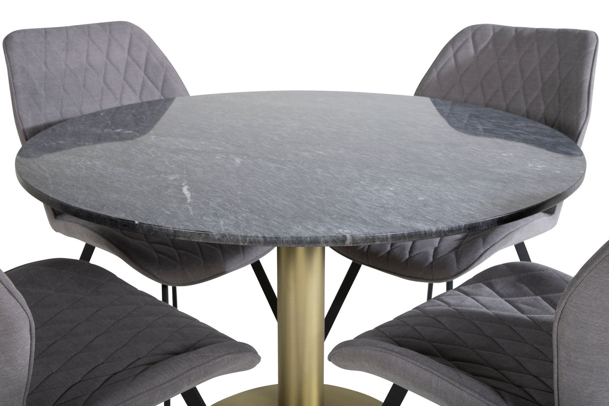 Estelle Esszimmerset + Gemma ⌀106cm/4St. in Grau / Schwarz präsentiert im Onlineshop von KAQTU Design AG. Esszimmerset ist von Venture Home