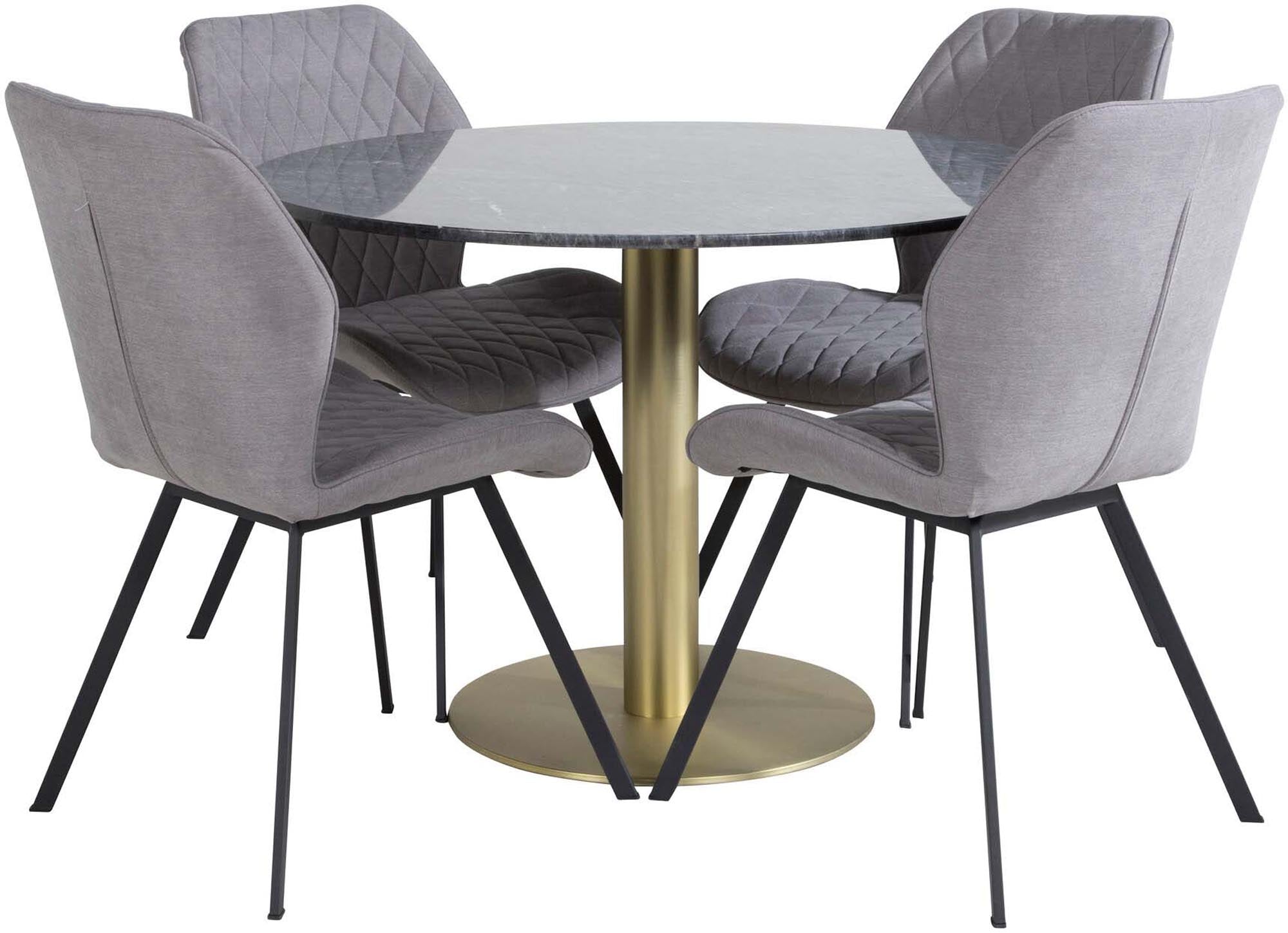 Estelle Esszimmerset + Gemma ⌀106cm/4St. in Grau / Schwarz präsentiert im Onlineshop von KAQTU Design AG. Esszimmerset ist von Venture Home