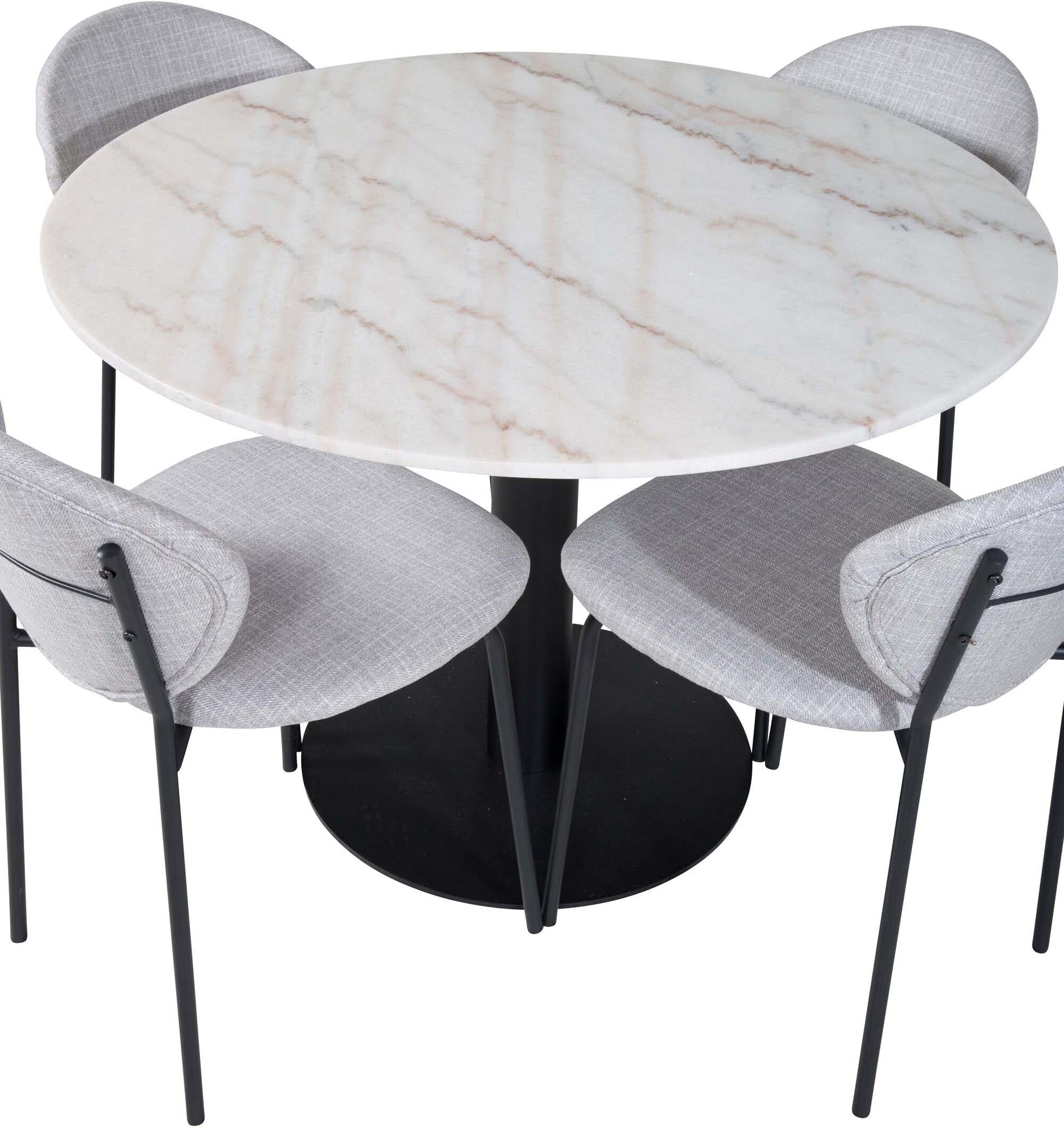 Estelle Esszimmerset + Vault ⌀106cm/4St. in Schwarzgrau präsentiert im Onlineshop von KAQTU Design AG. Esszimmerset ist von Venture Home