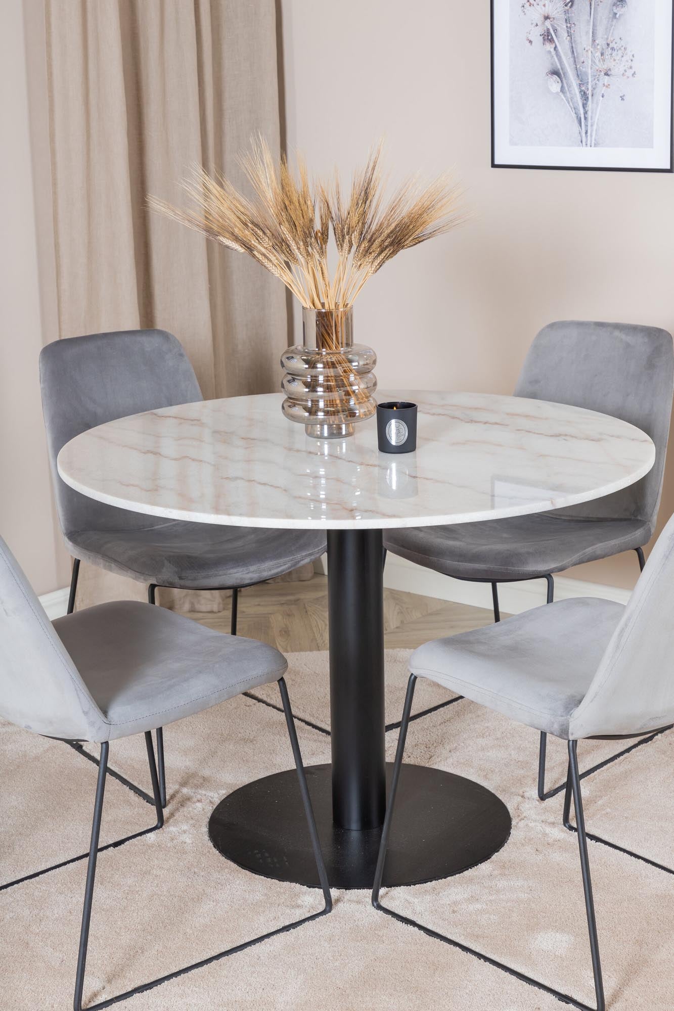 Estelle Esszimmerset + Muce ⌀106cm/4St. in Schwarz / Grau präsentiert im Onlineshop von KAQTU Design AG. Esszimmerset ist von Venture Home