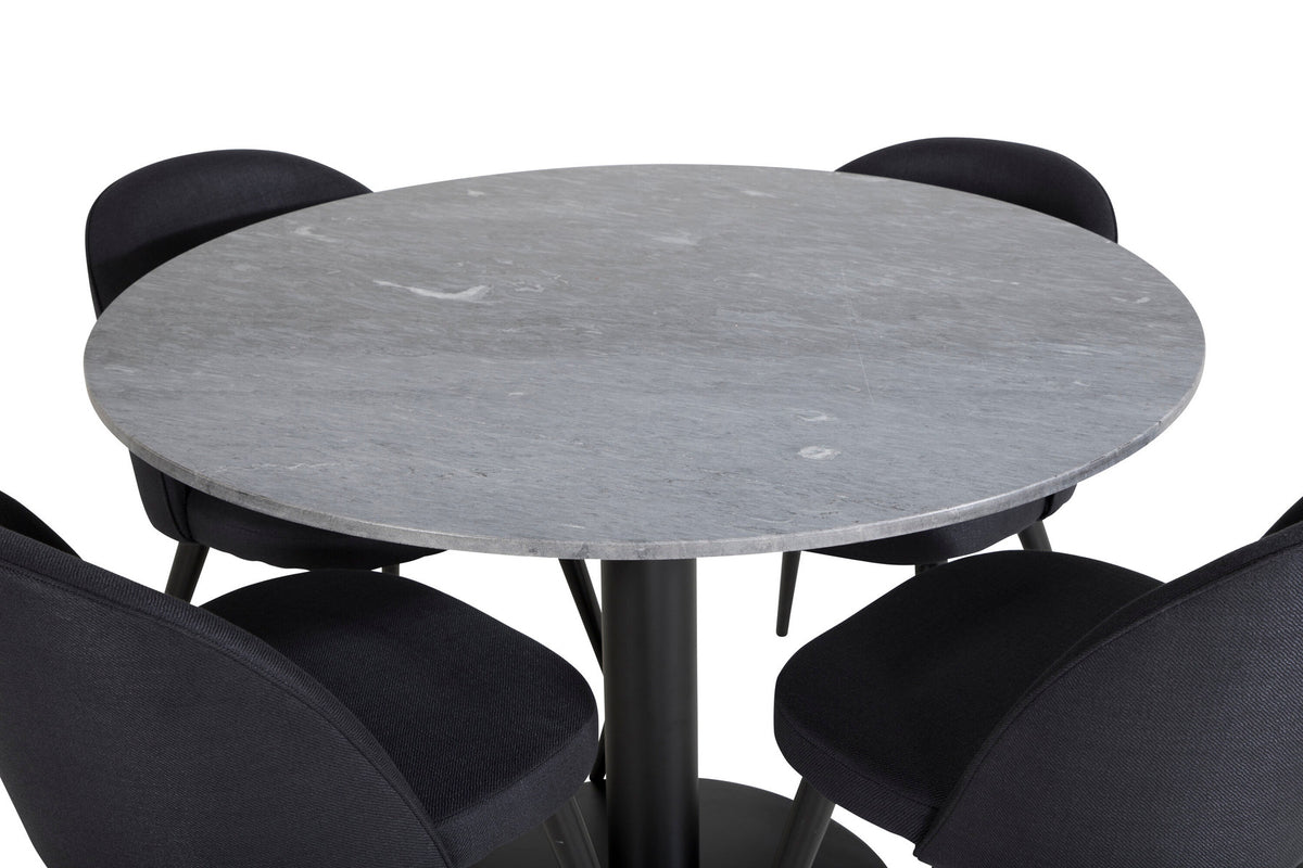 Estelle Esszimmerset + Velvet ⌀106cm/4St. in Schwarz präsentiert im Onlineshop von KAQTU Design AG. Esszimmerset ist von Venture Home