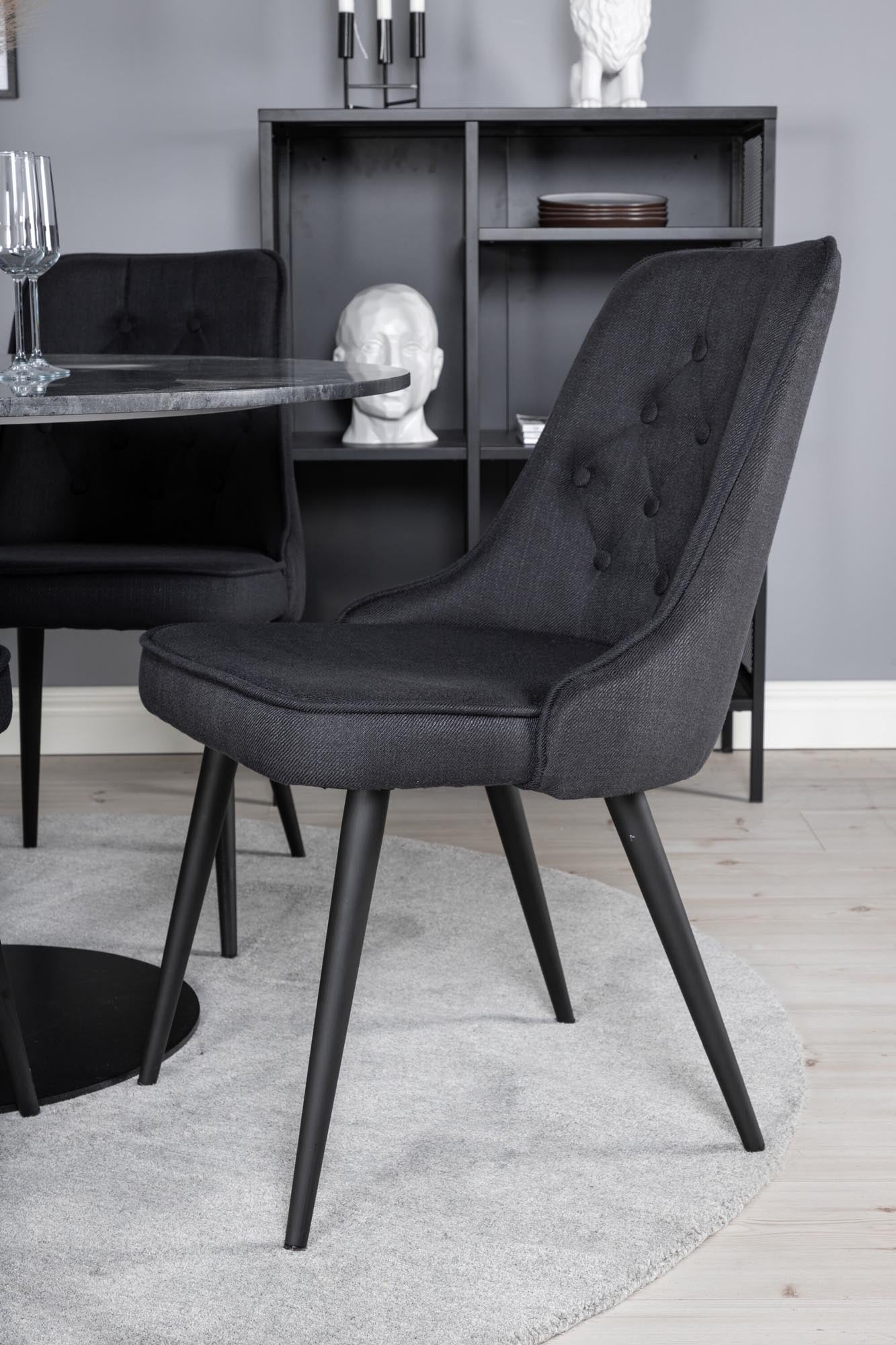 Estelle Esszimmerset + Velvet Deluxe ⌀106cm/4St. in Schwarz präsentiert im Onlineshop von KAQTU Design AG. Esszimmerset ist von Venture Home