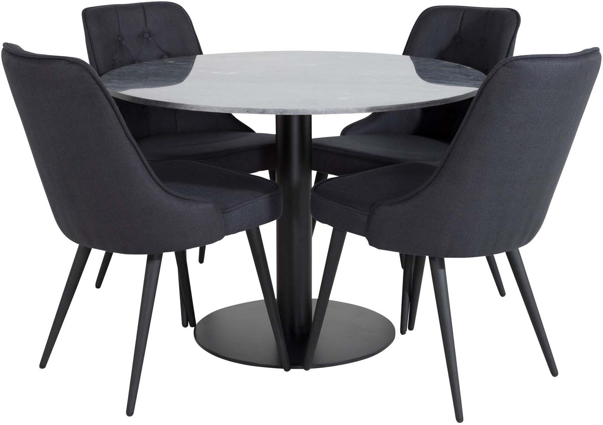 Estelle Esszimmerset + Velvet Deluxe ⌀106cm/4St. in Schwarz präsentiert im Onlineshop von KAQTU Design AG. Esszimmerset ist von Venture Home