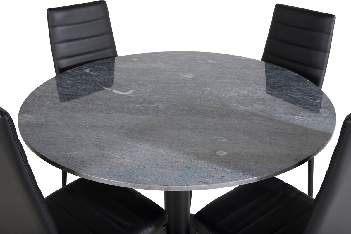 Estelle Esszimmerset + Slim ⌀106cm/4St. in Schwarz präsentiert im Onlineshop von KAQTU Design AG. Esszimmerset ist von Venture Home