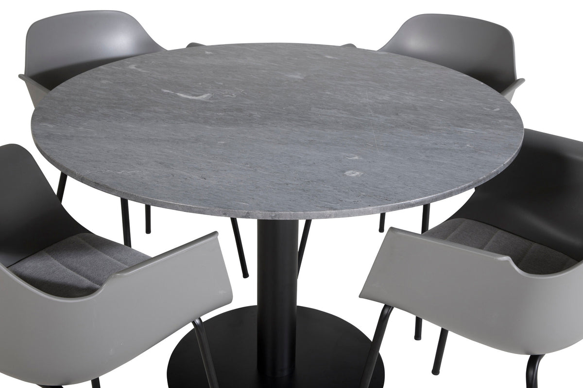 Estelle Esszimmerset + Comfort ⌀106cm/4St. in Schwarz / Grau präsentiert im Onlineshop von KAQTU Design AG. Esszimmerset ist von Venture Home