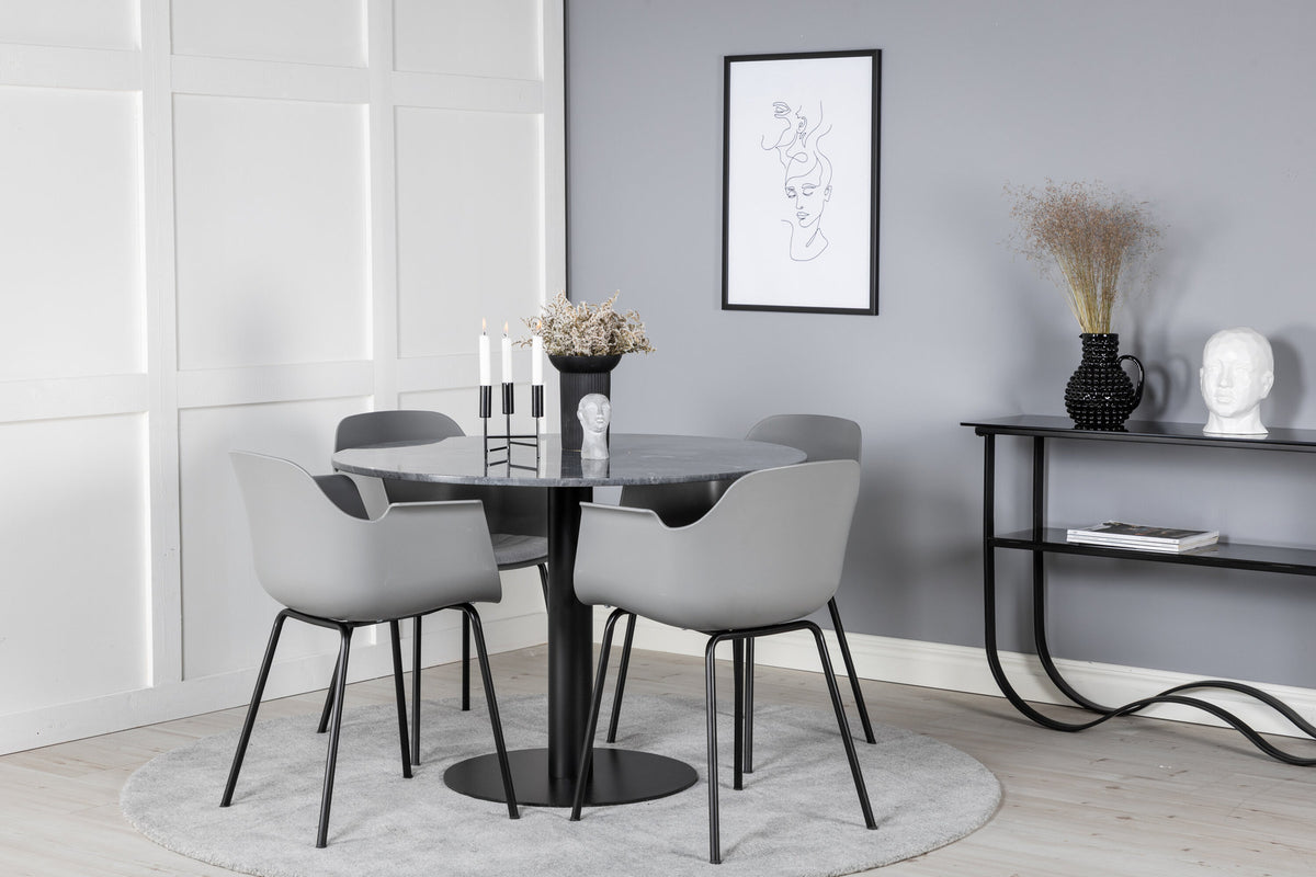 Estelle Esszimmerset + Comfort ⌀106cm/4St. in Schwarz / Grau präsentiert im Onlineshop von KAQTU Design AG. Esszimmerset ist von Venture Home