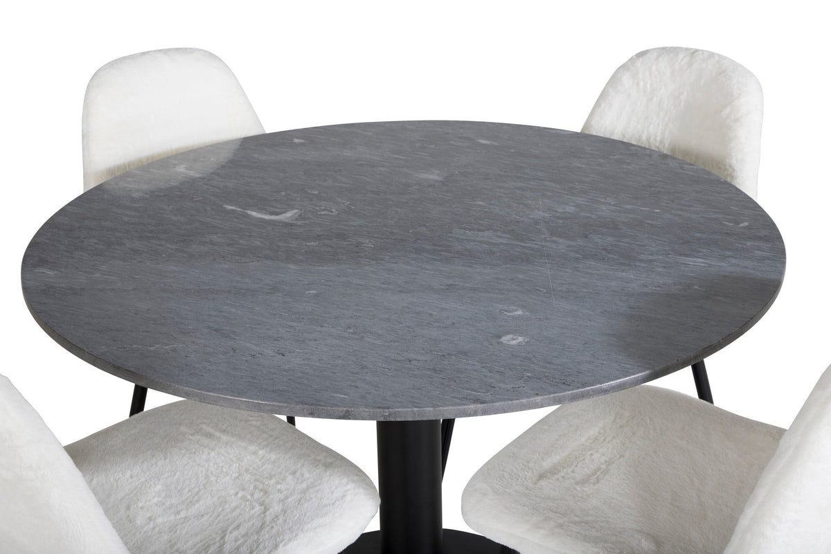 Estelle Esszimmerset + Polar ⌀106cm/4St. in Schwarz-Weiss präsentiert im Onlineshop von KAQTU Design AG. Esszimmerset ist von Venture Home