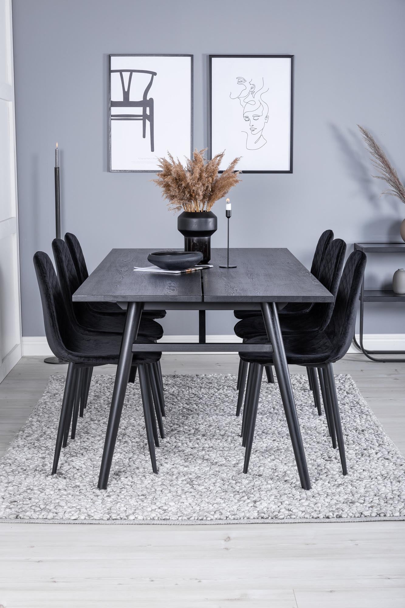 Sleek Esszimmerset ausziehbar + Polar 195cm/6St. in Schwarz präsentiert im Onlineshop von KAQTU Design AG. Esszimmerset ist von Venture Home